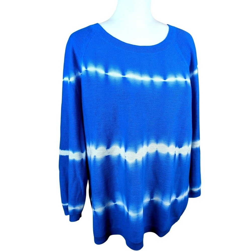 Talbots Women's Cotton Sweater Knit Tie Dye Lightweight Long Sleeve Size XL Cool